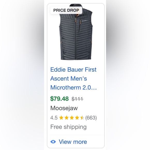 Eddie Bauer Men’s Down Vest - First Ascent 800 fill - Athletic Thermal Vest - Picture 2 of 12
